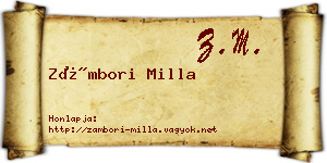 Zámbori Milla névjegykártya