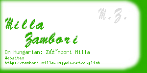 milla zambori business card